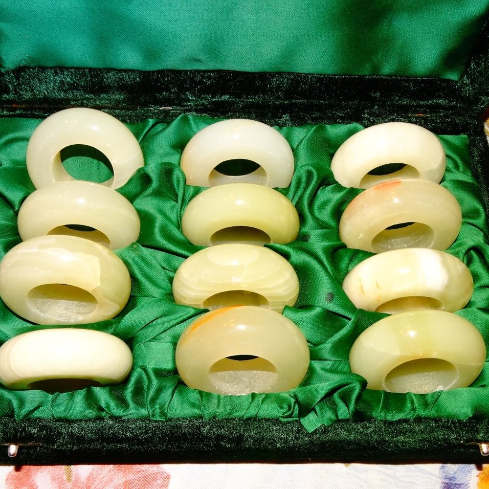 Vintage Napkin Rings - Natural Onyx Napkin Rings, Mid Century Table Décor